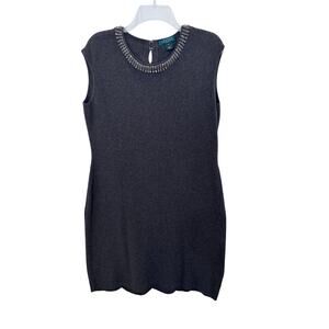 Ralph Lauren gray sleeveless rhinestone midi sweater dress size extra large, XL